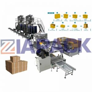 Automatisk produktionslinje för fyllning av kartongförpackningar