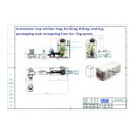 Automatisk platt bottenpåse med övre klistermärkespåse som bildar fyllning förseglande förpackningsinpackningslinje är beställning av vår kund